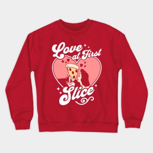 Love at First Slice - Pizza Lover - Funny Valentine's Day Crewneck Sweatshirt